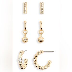 NWT Set Of 3 Pavé Hoop Earrings